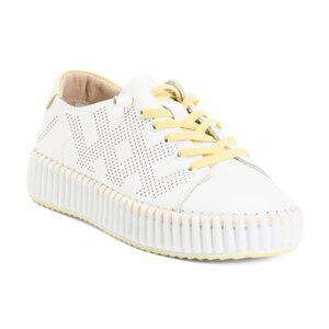 HAPPYMONK Handmade In Spain Leather Yel Laser Cut Sneakers